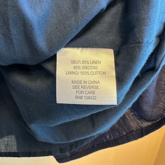 ModCloth Sleeveless Navy Blue Linen Blend Dress Size 14 NEW - Picture 9 of 9